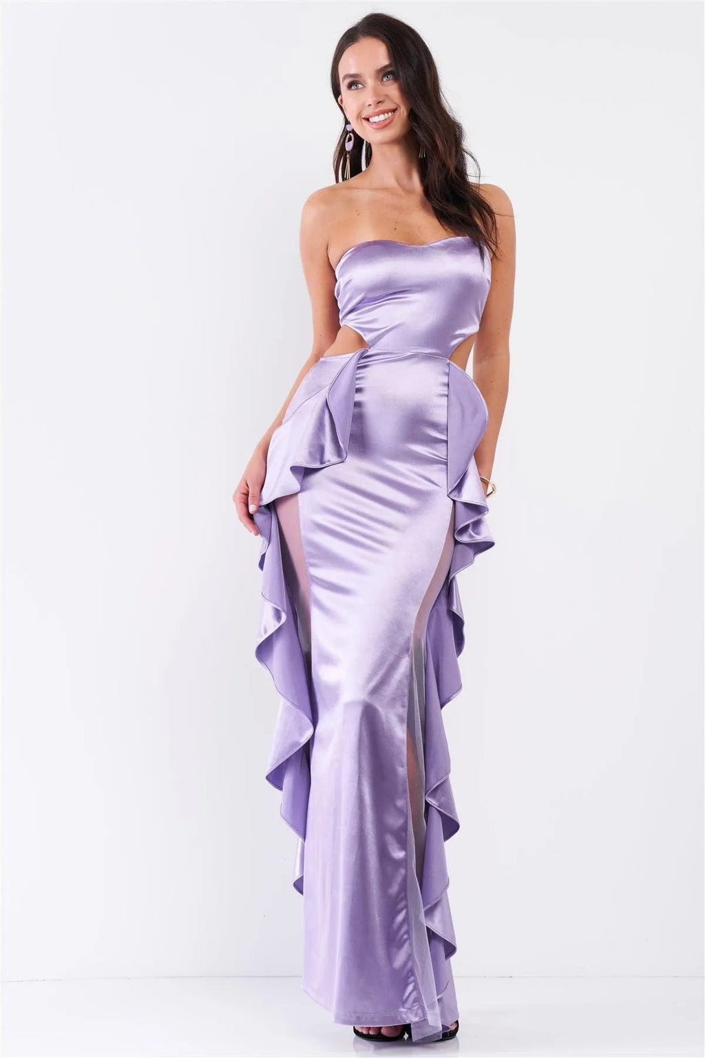 Satin Floral Maxi Dress – Sleeveless, Occasion Gown for Weddings & Events