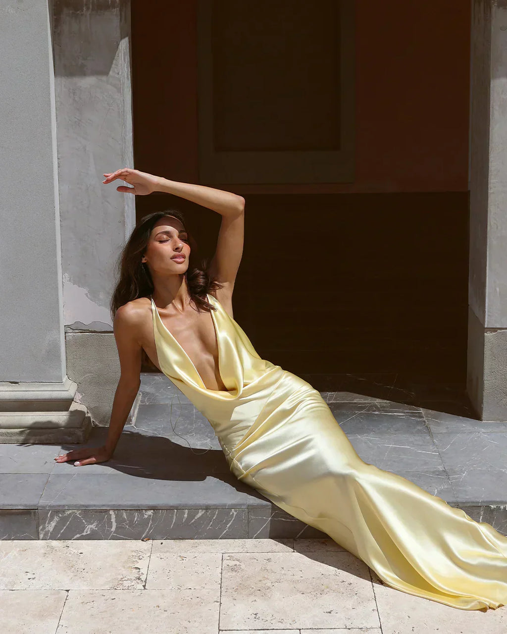 Satin Cowl Maxi Dress – Occasion Gown for Weddings & Events