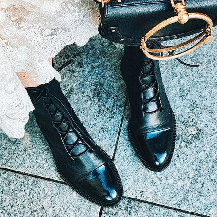 Elegant Lace-Up Ankle Boots in Black – Casual Wear, Everyday Use