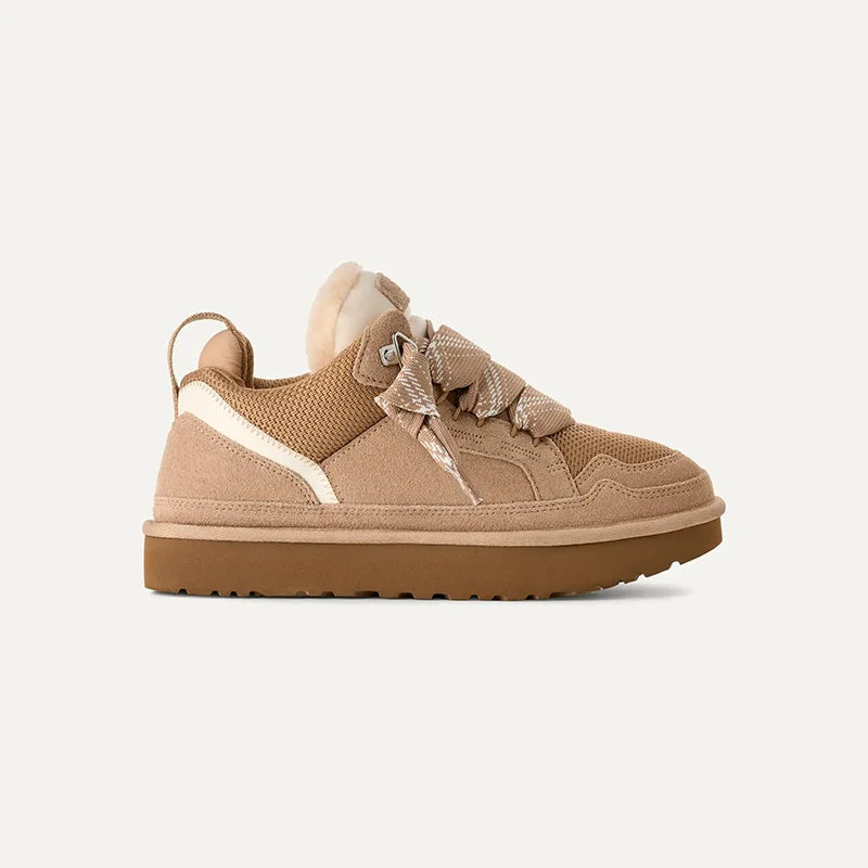 Fleece-Lined Suede-Effect Platform Winter Trainers for Women – Casual, Outdoor