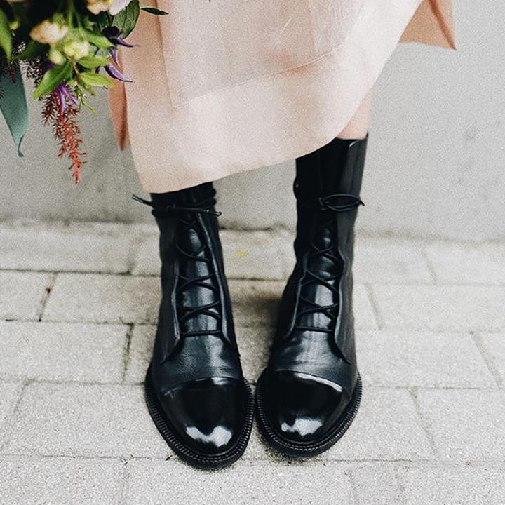 Elegant Lace-Up Ankle Boots in Black – Casual Wear, Everyday Use
