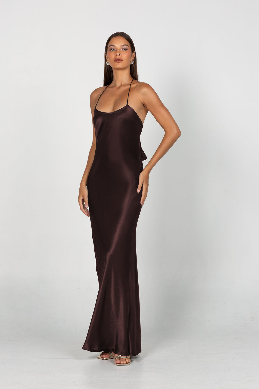 Viscose Halter Maxi Dress – Occasion Gown for Weddings & Events