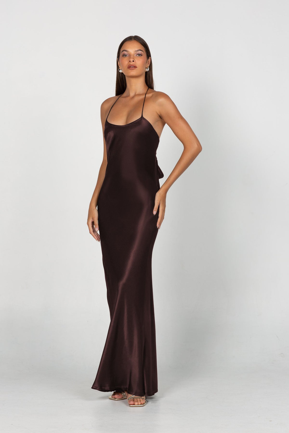 Viscose Halter Maxi Dress – Occasion Gown for Weddings & Events