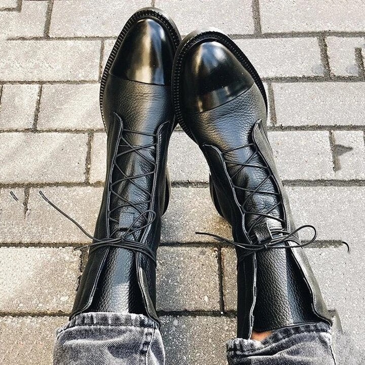 Elegant Lace-Up Ankle Boots in Black – Casual Wear, Everyday Use