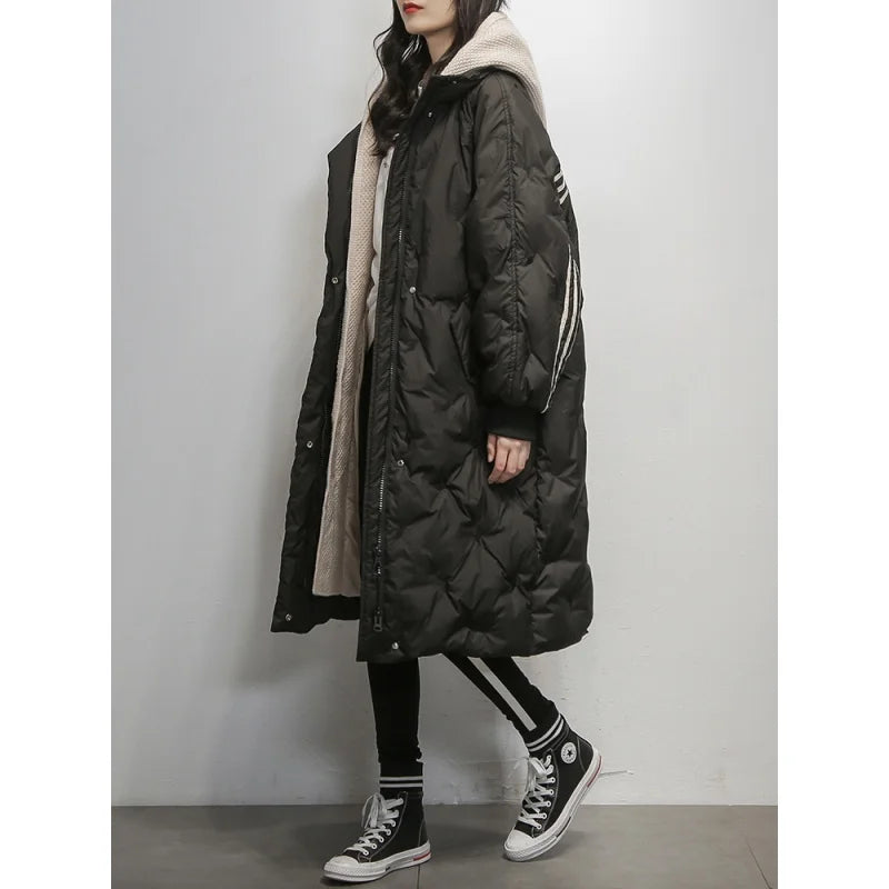 Down Jacket with Hood, Quilted Design, Grey – Casual Wear, Outdoor Activities