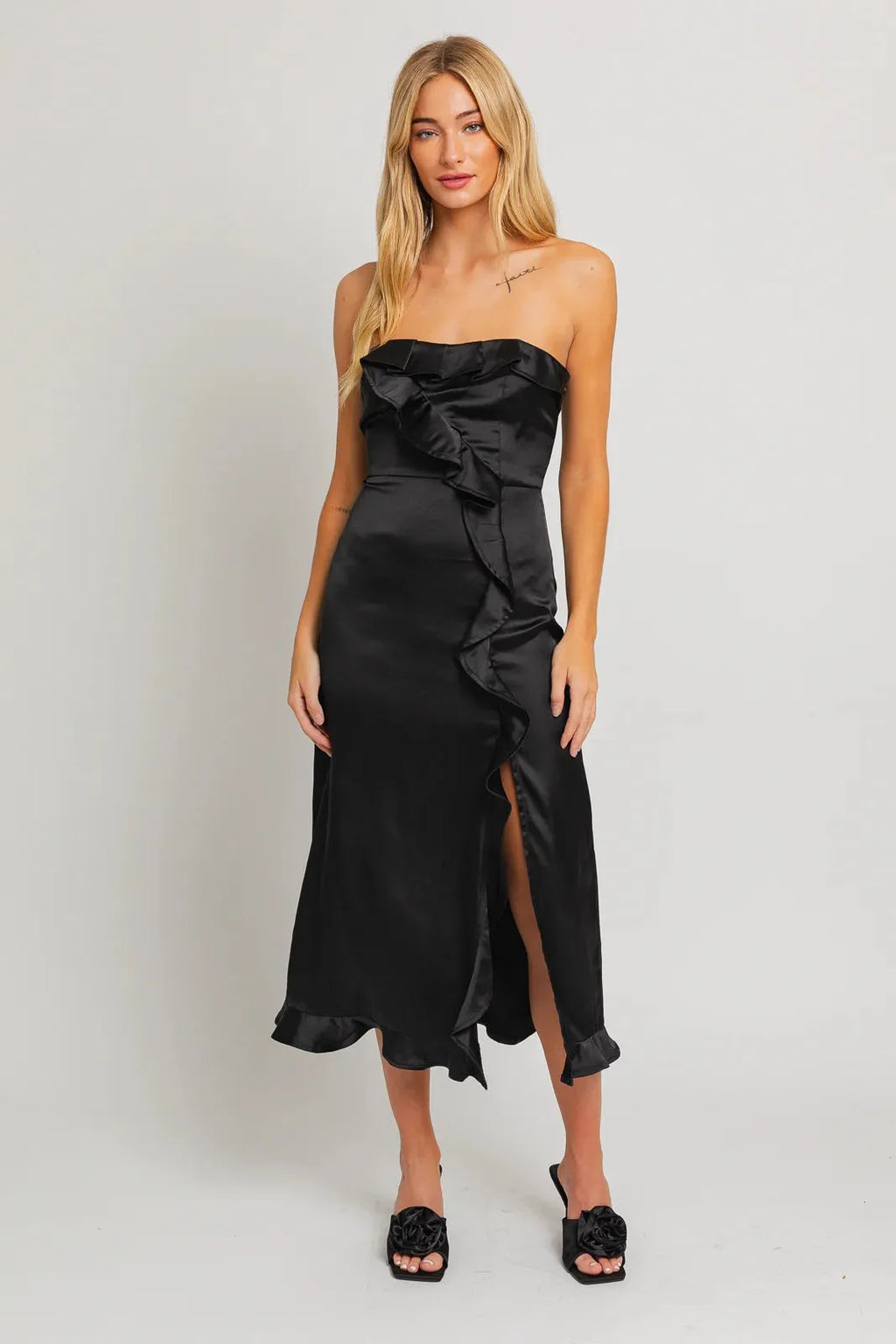 Satin Midi Dress – Sleeveless, Occasion Gown for Weddings & Events