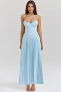 Pleated Maxi Dress – A-Line, Occasion Gown for Weddings & Events