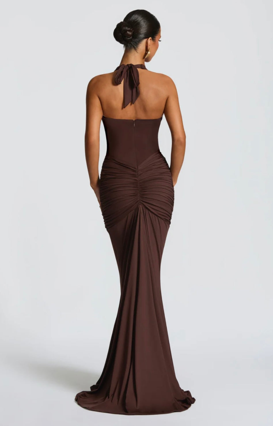 Ruched Plunging Maxi Dress Women UK – Evening Gown, Formal Occasion