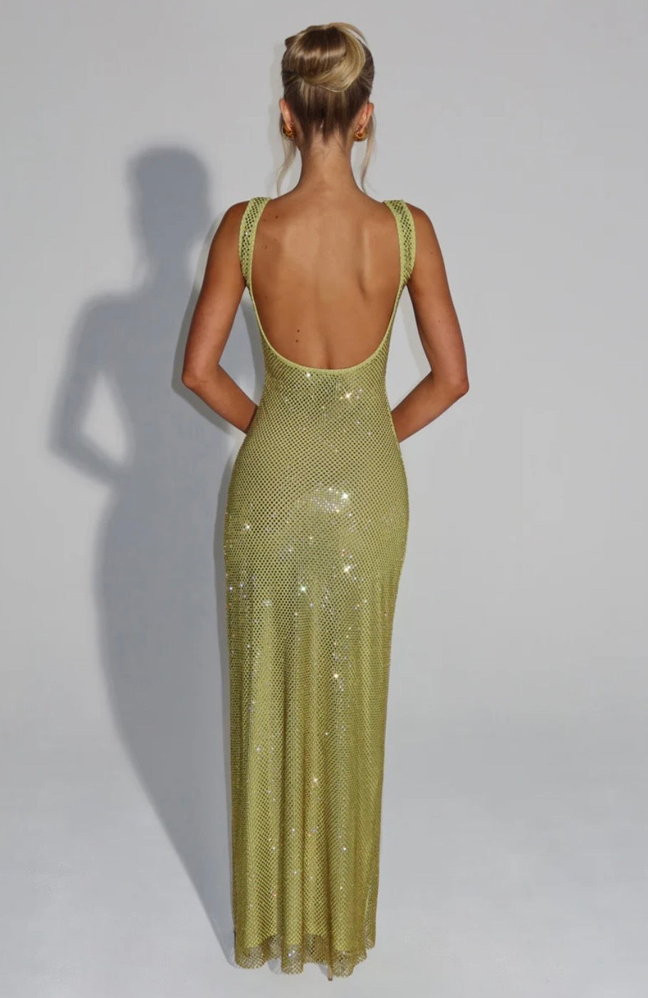 Crystal Mesh Square Neck Maxi Dress Women UK – Evening Gown, Formal Occasion