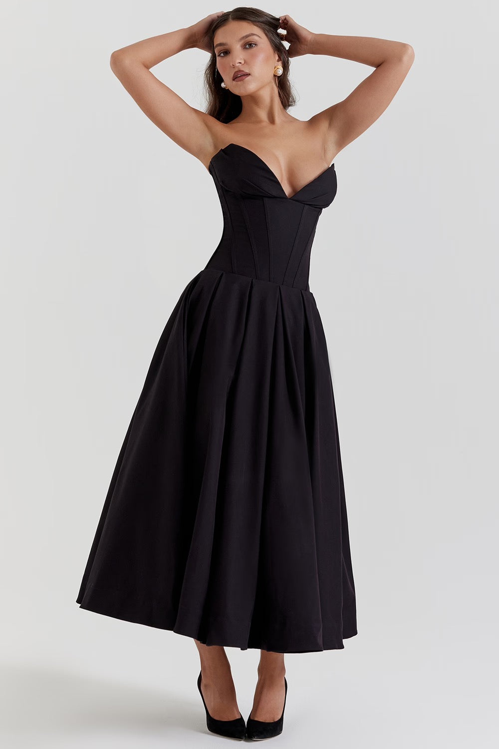 Pleated Midi Dress – Occasion Gown for Weddings & Events