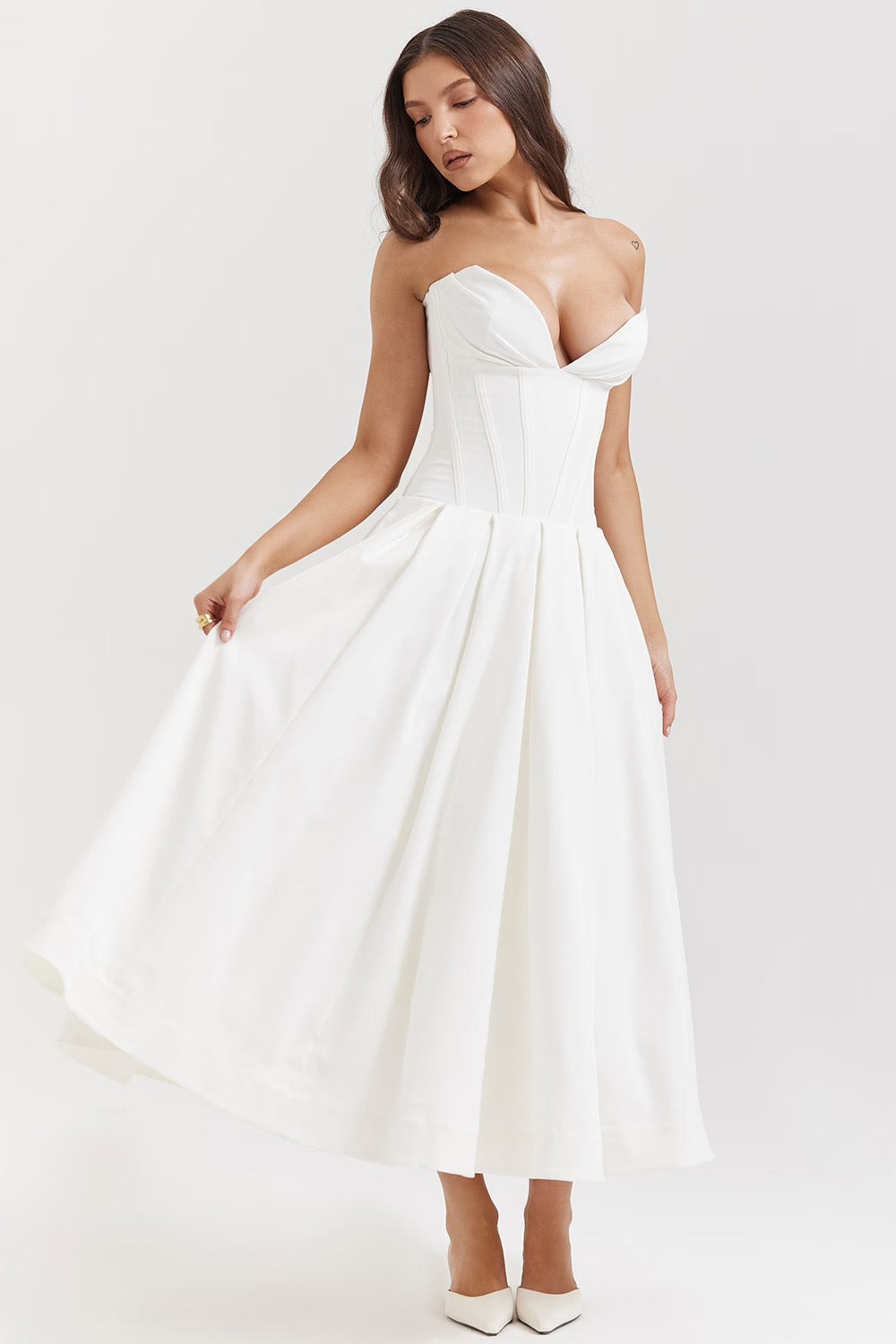 Pleated Midi Dress – Occasion Gown for Weddings & Events