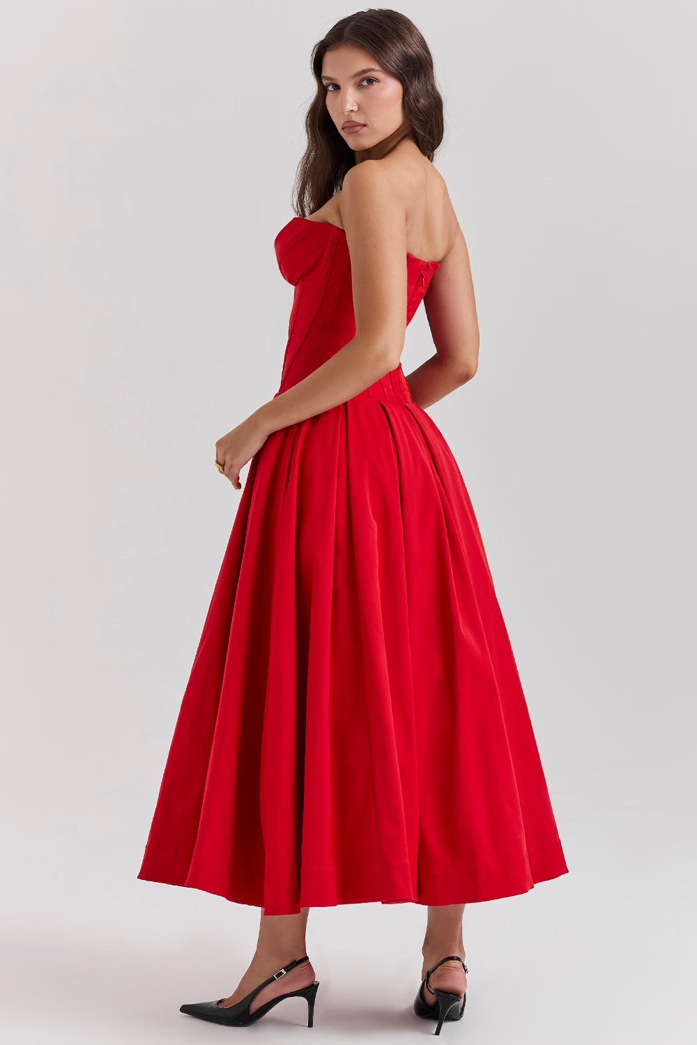 Pleated Midi Dress – Occasion Gown for Weddings & Events