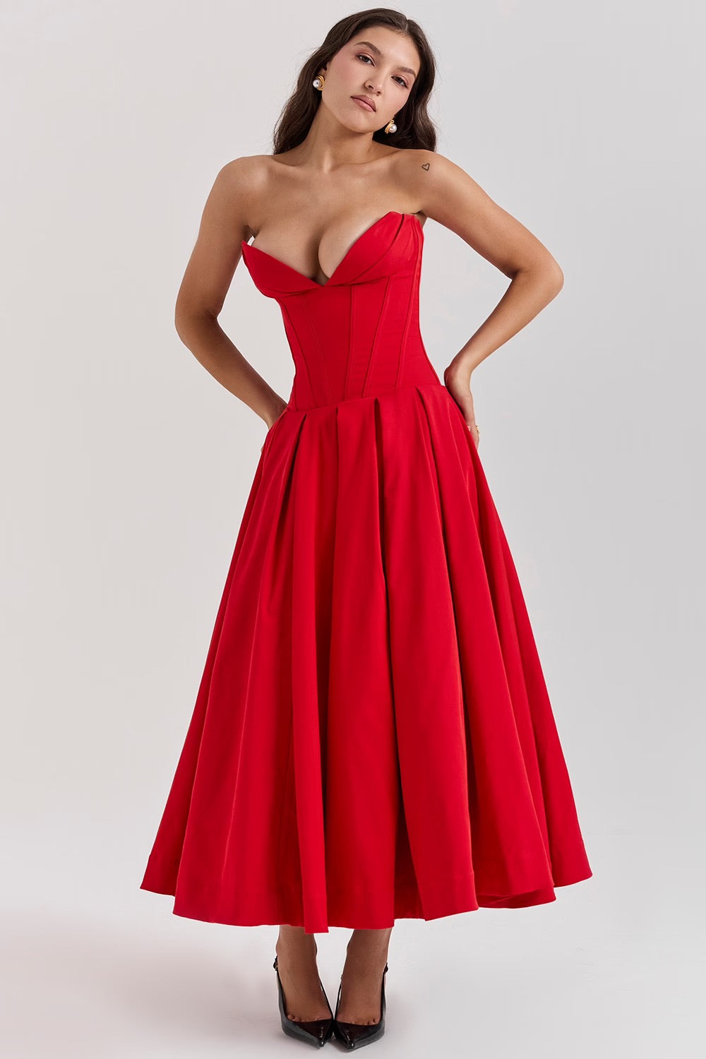 Pleated Midi Dress – Occasion Gown for Weddings & Events
