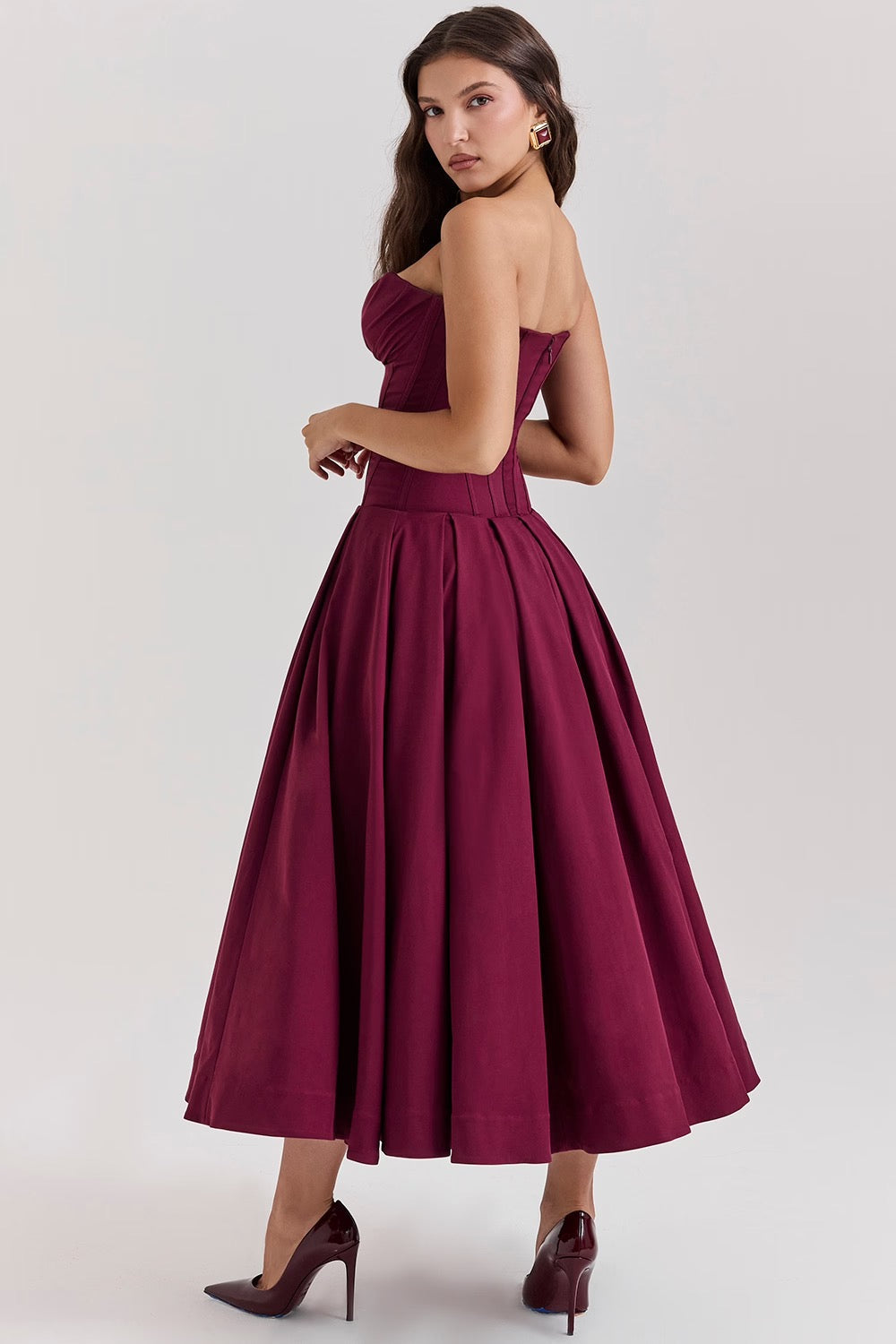 Pleated Midi Dress – Occasion Gown for Weddings & Events