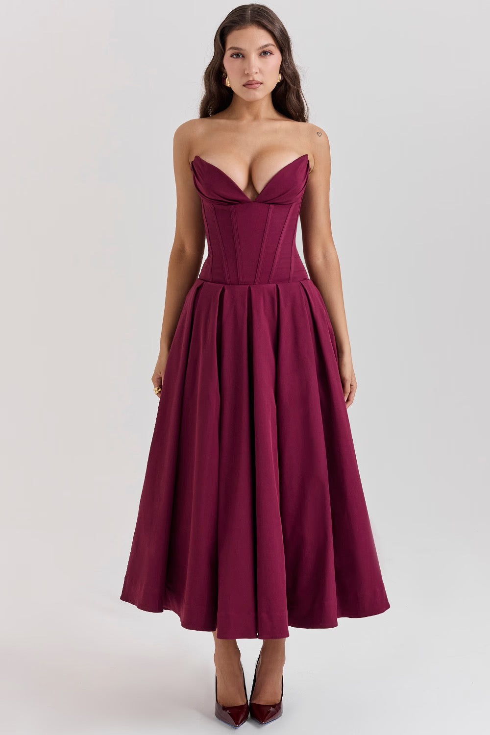 Pleated Midi Dress – Occasion Gown for Weddings & Events