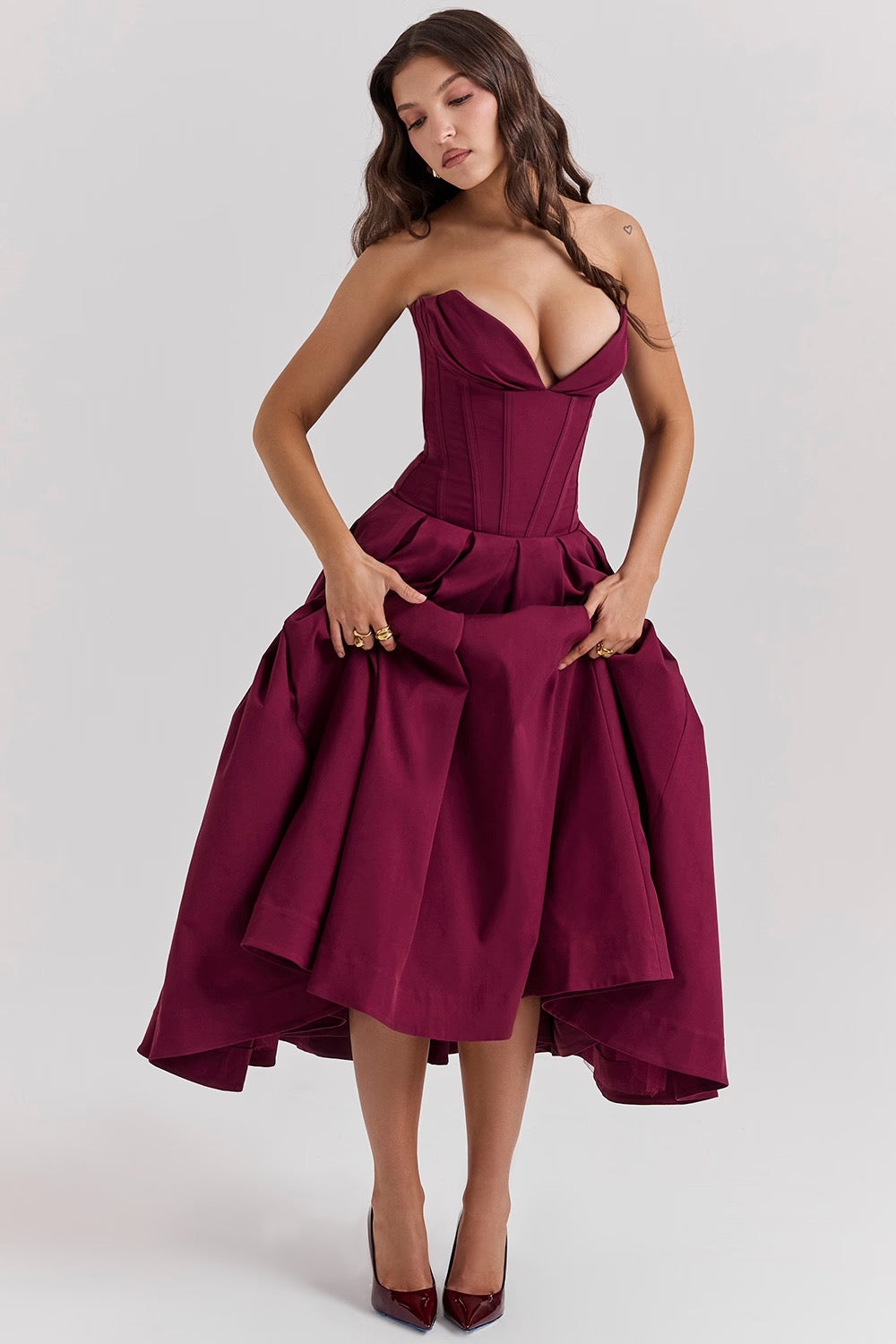Pleated Midi Dress – Occasion Gown for Weddings & Events