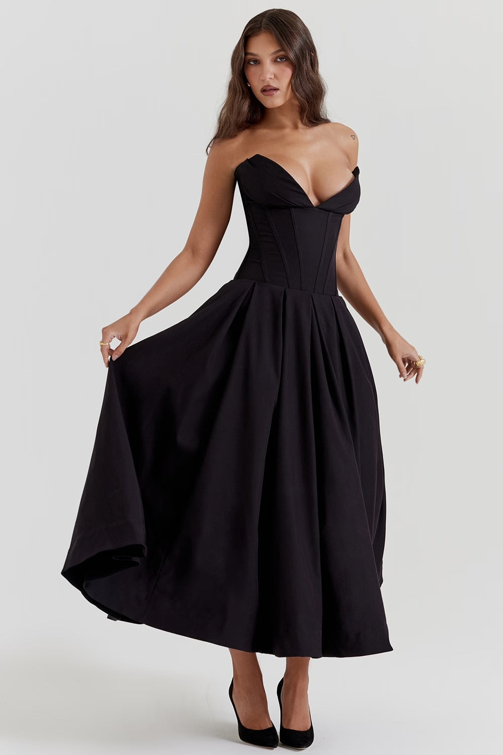 Pleated Midi Dress – Occasion Gown for Weddings & Events