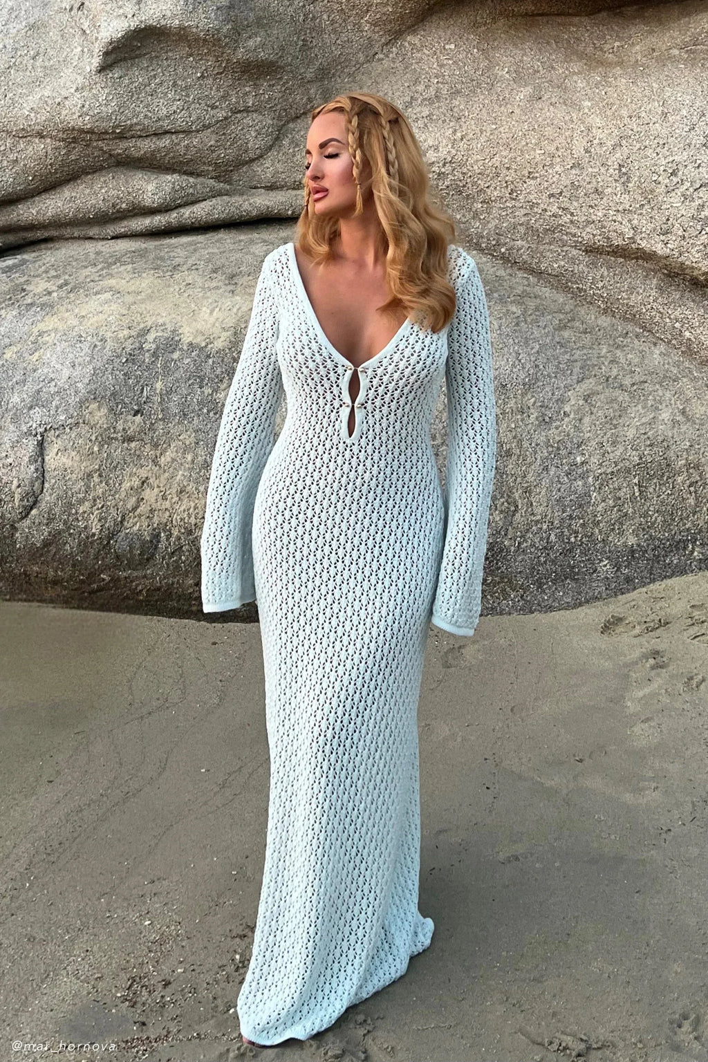 Viscose Maxi Dress – Long Sleeve, Occasion Gown for Weddings & Events