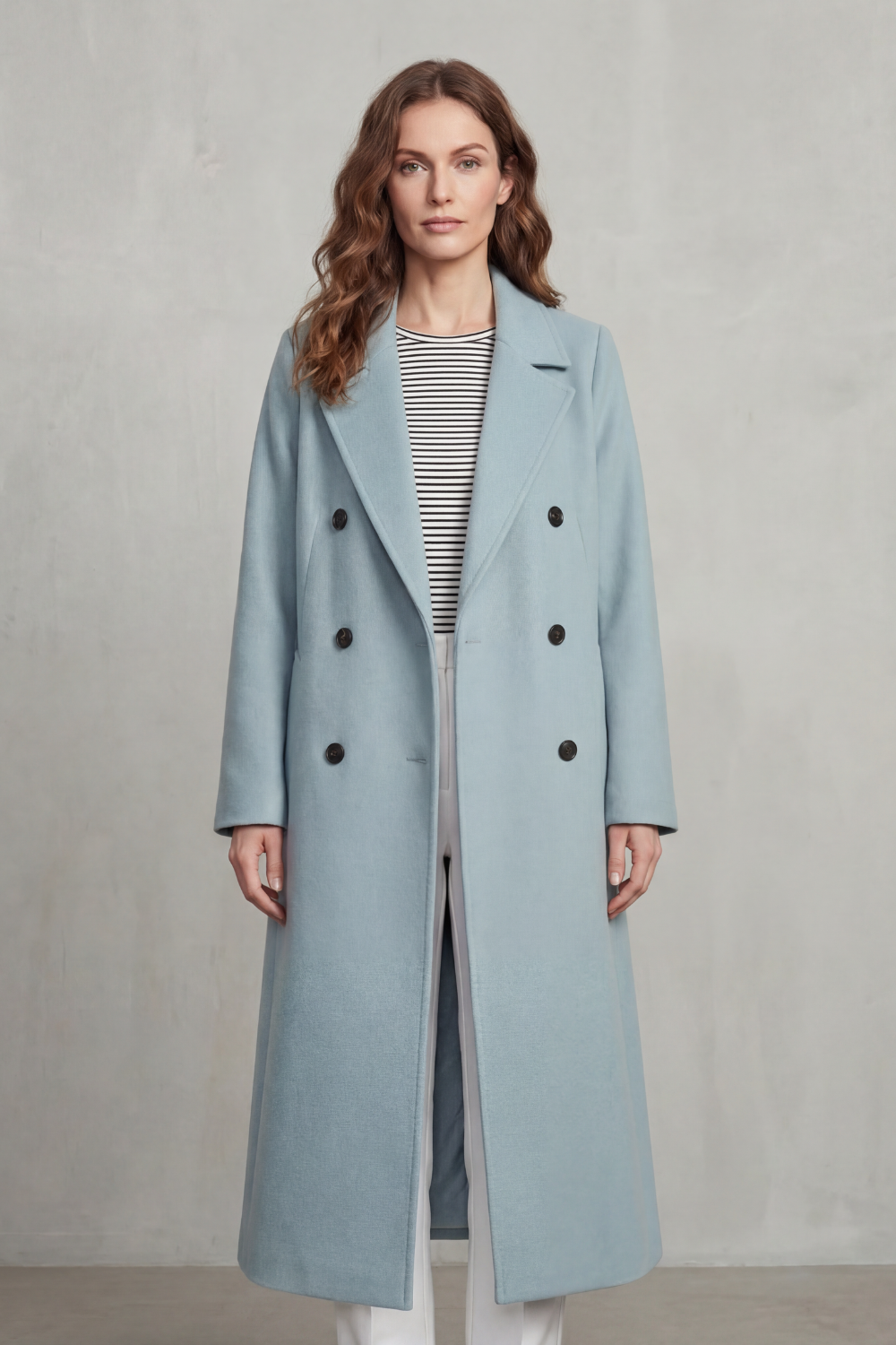 Women's Wool Blend Double-Breasted Coat – Smart Casual, Office Wear