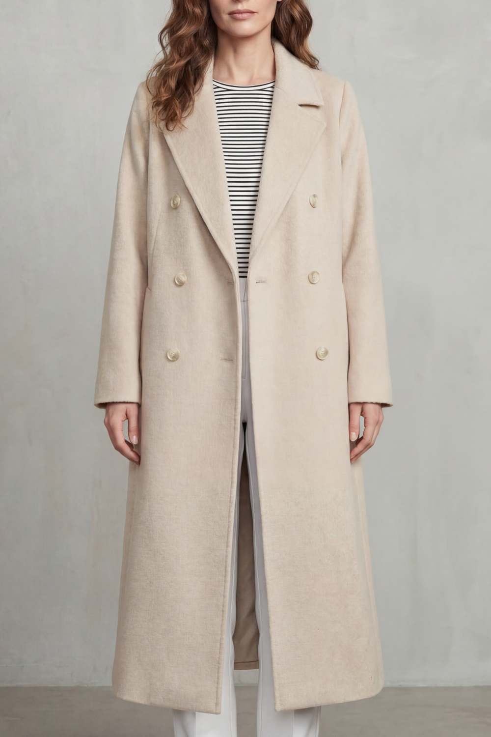 Women's Wool Blend Double-Breasted Coat – Smart Casual, Office Wear