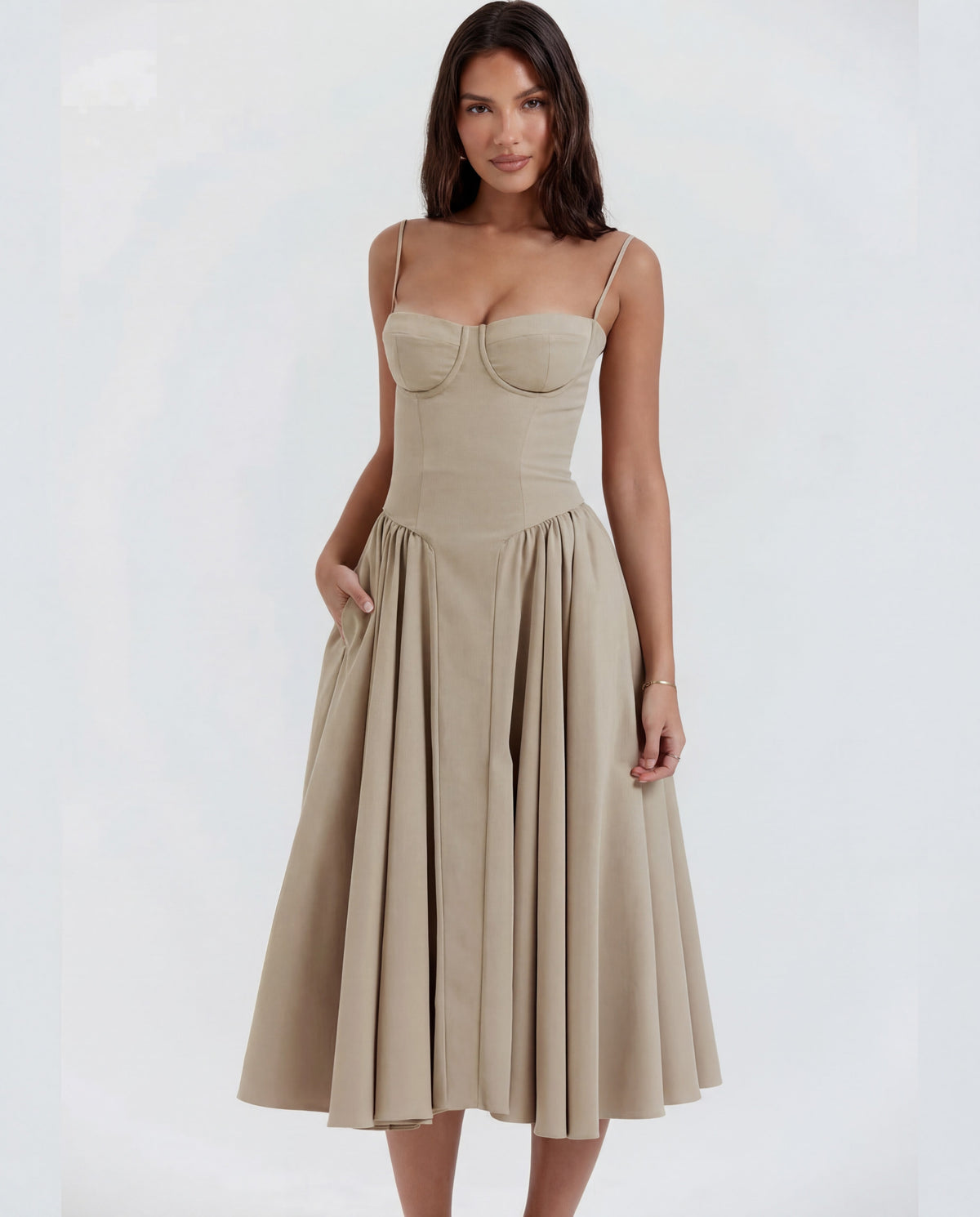 Cotton Midi Dress – Occasion Gown for Weddings & Events