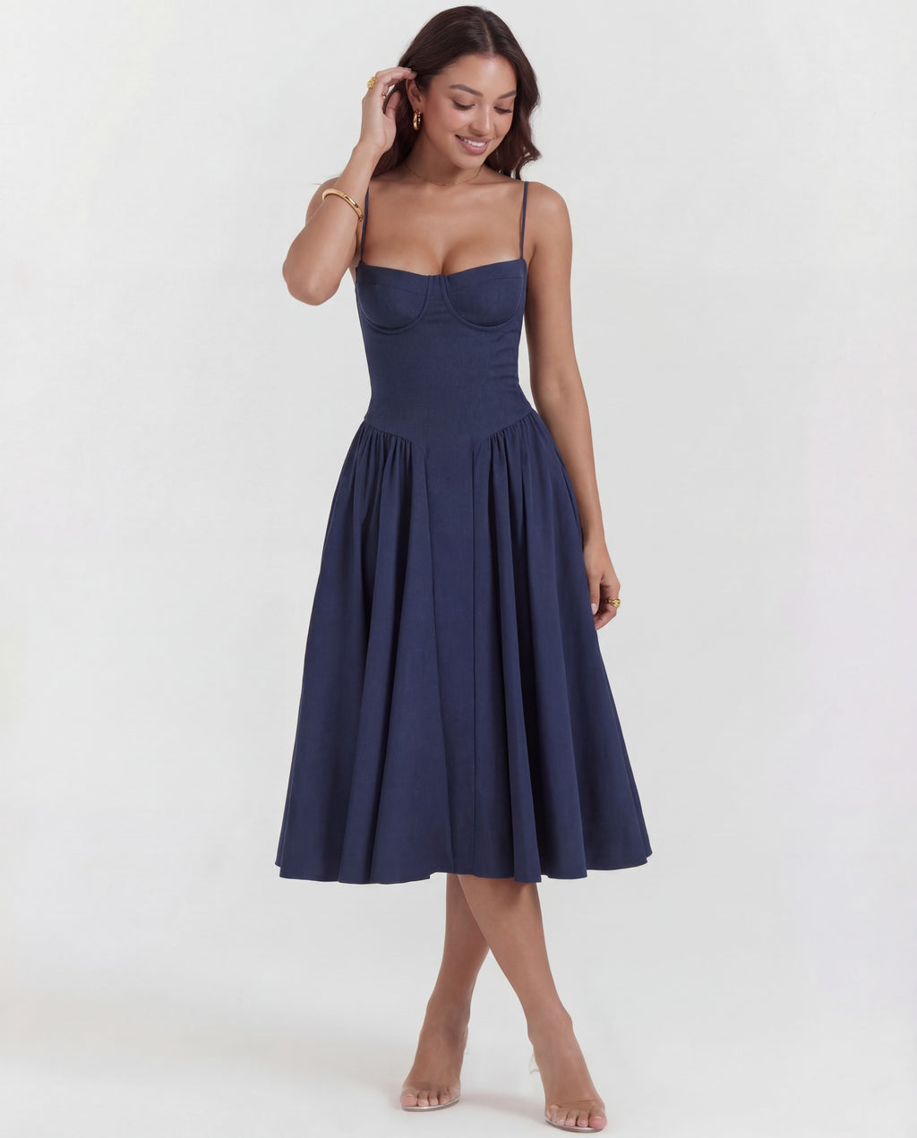 Cotton Midi Dress – Occasion Gown for Weddings & Events