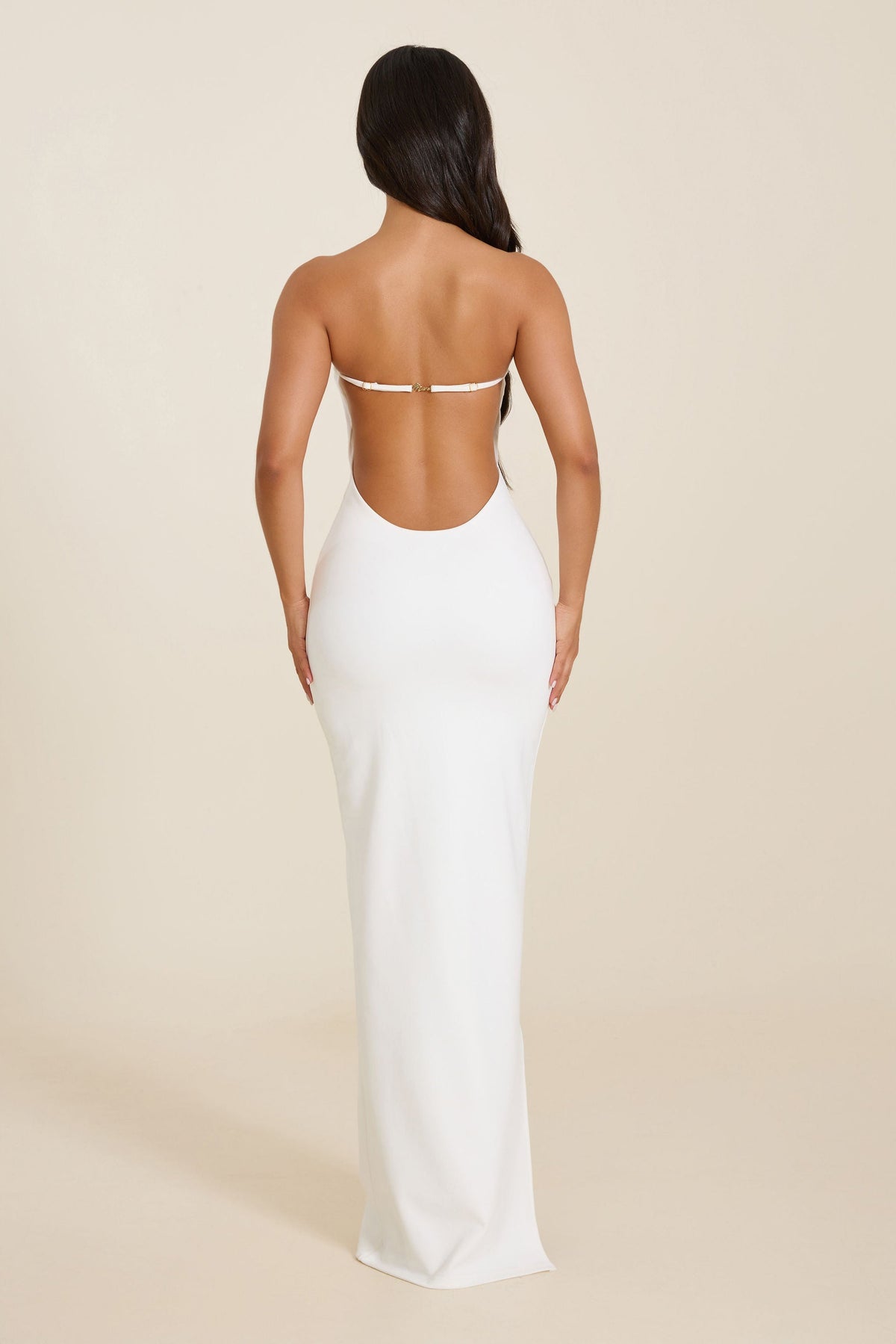 White Knit Strapless Maxi Dress UK – Formal Occasion Evening Gown, Wedding Guest