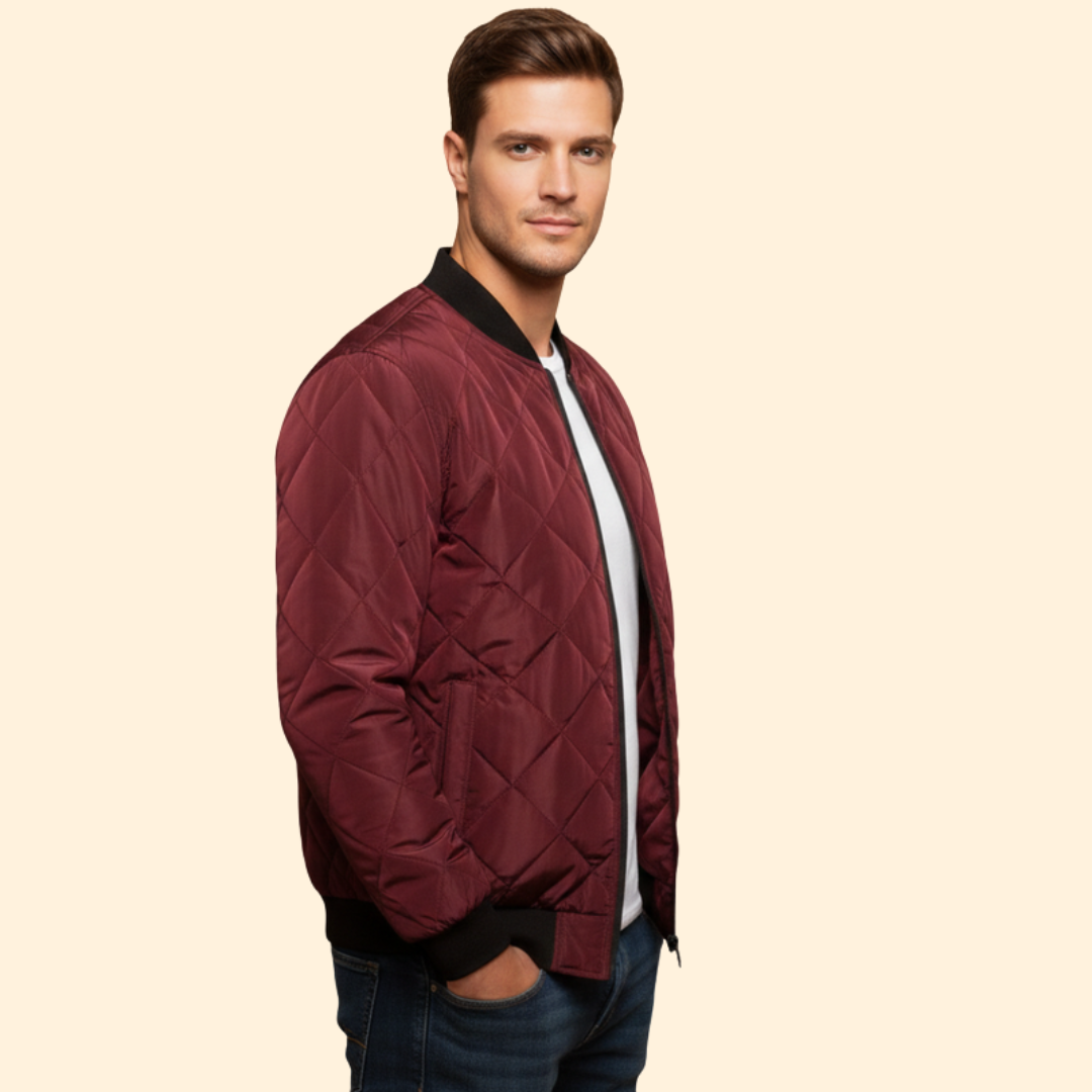 Men’s Quilted Bomber Jacket – Casual Wear, Everyday Use