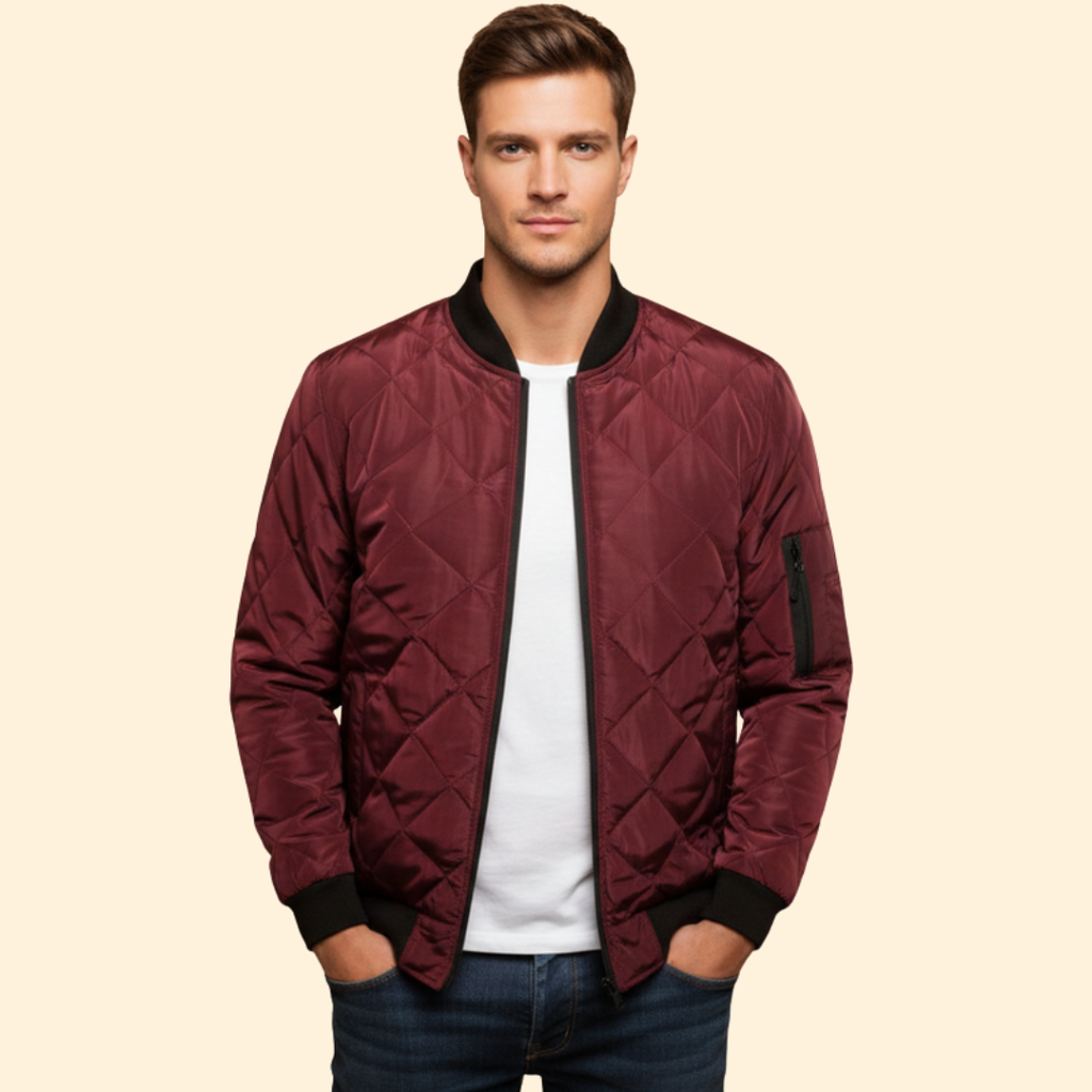 Men’s Quilted Bomber Jacket – Casual Wear, Everyday Use