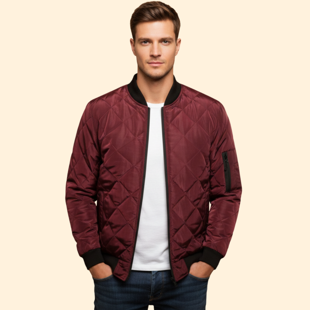 Men’s Quilted Bomber Jacket – Casual Wear, Everyday Use