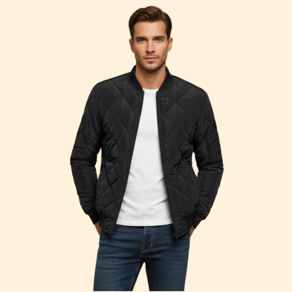 Men’s Quilted Bomber Jacket – Casual Wear, Everyday Use