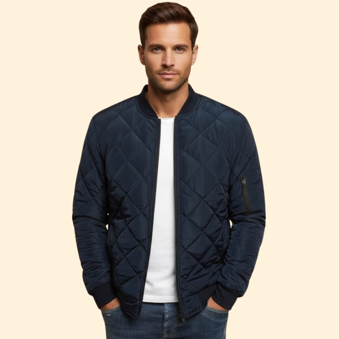 Men’s Quilted Bomber Jacket – Casual Wear, Everyday Use