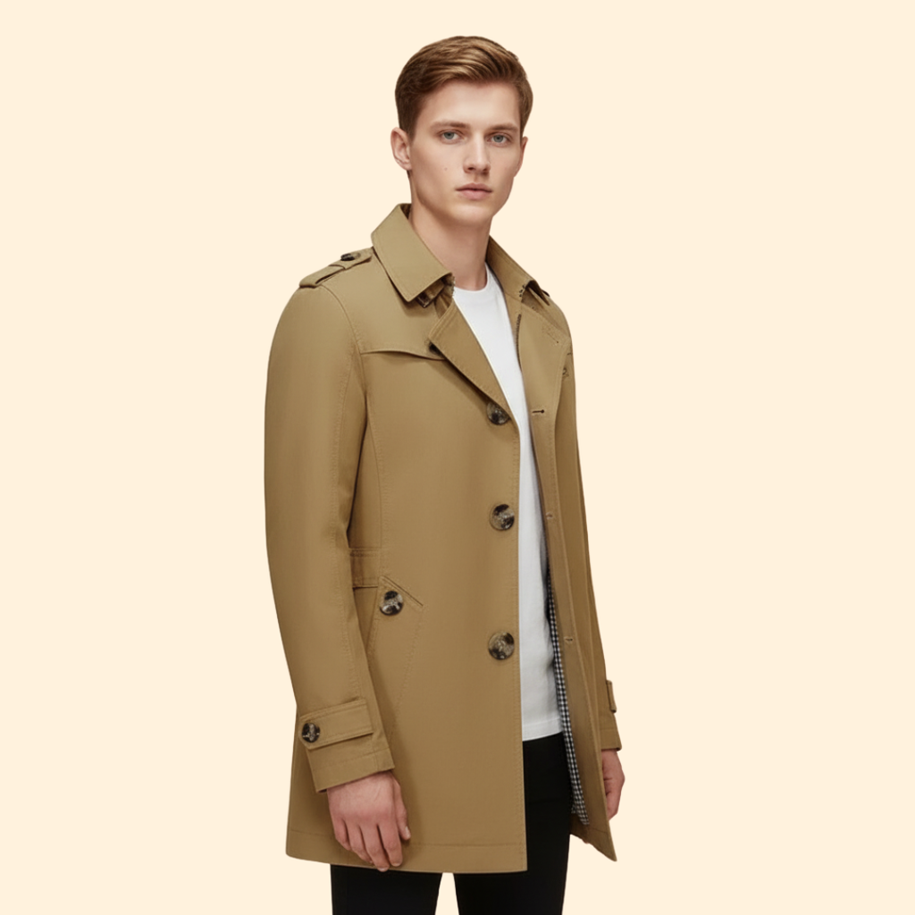 Men’s Windbreaker with Lapel Collar – Casual Wear, Outdoor Activities