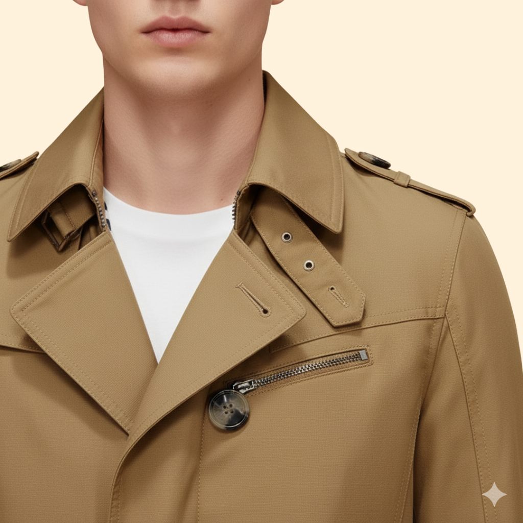 Men’s Windbreaker with Lapel Collar – Casual Wear, Outdoor Activities