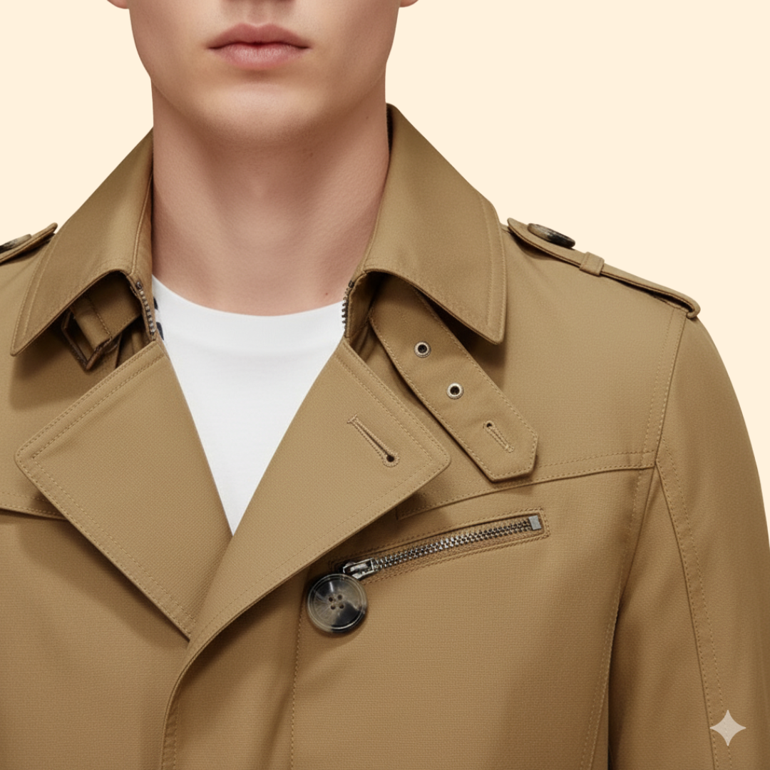 Men’s Windbreaker with Lapel Collar – Casual Wear, Outdoor Activities