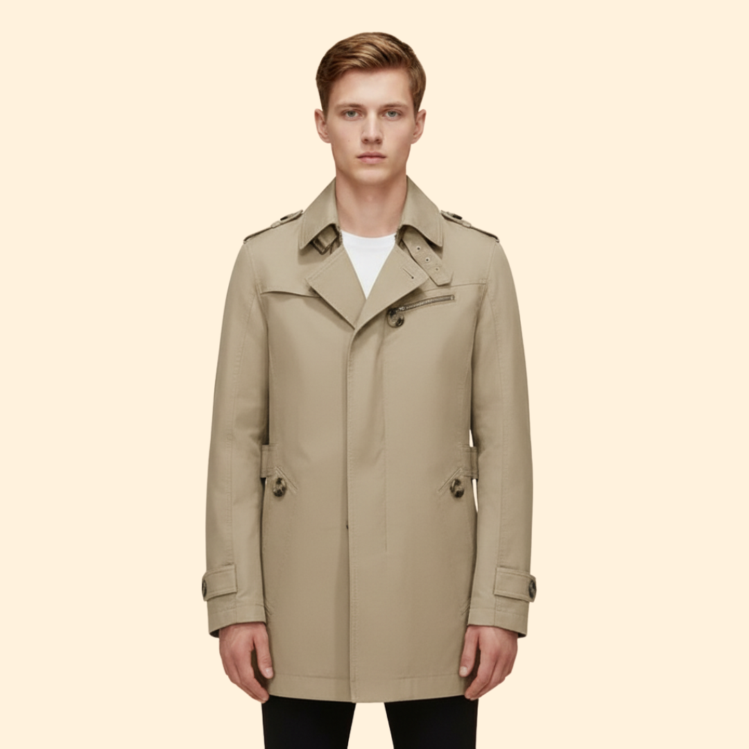 Men’s Windbreaker with Lapel Collar – Casual Wear, Outdoor Activities
