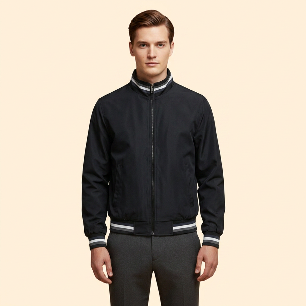 Men's Zipped Bomber Jacket – Casual Wear, Stylish Layering