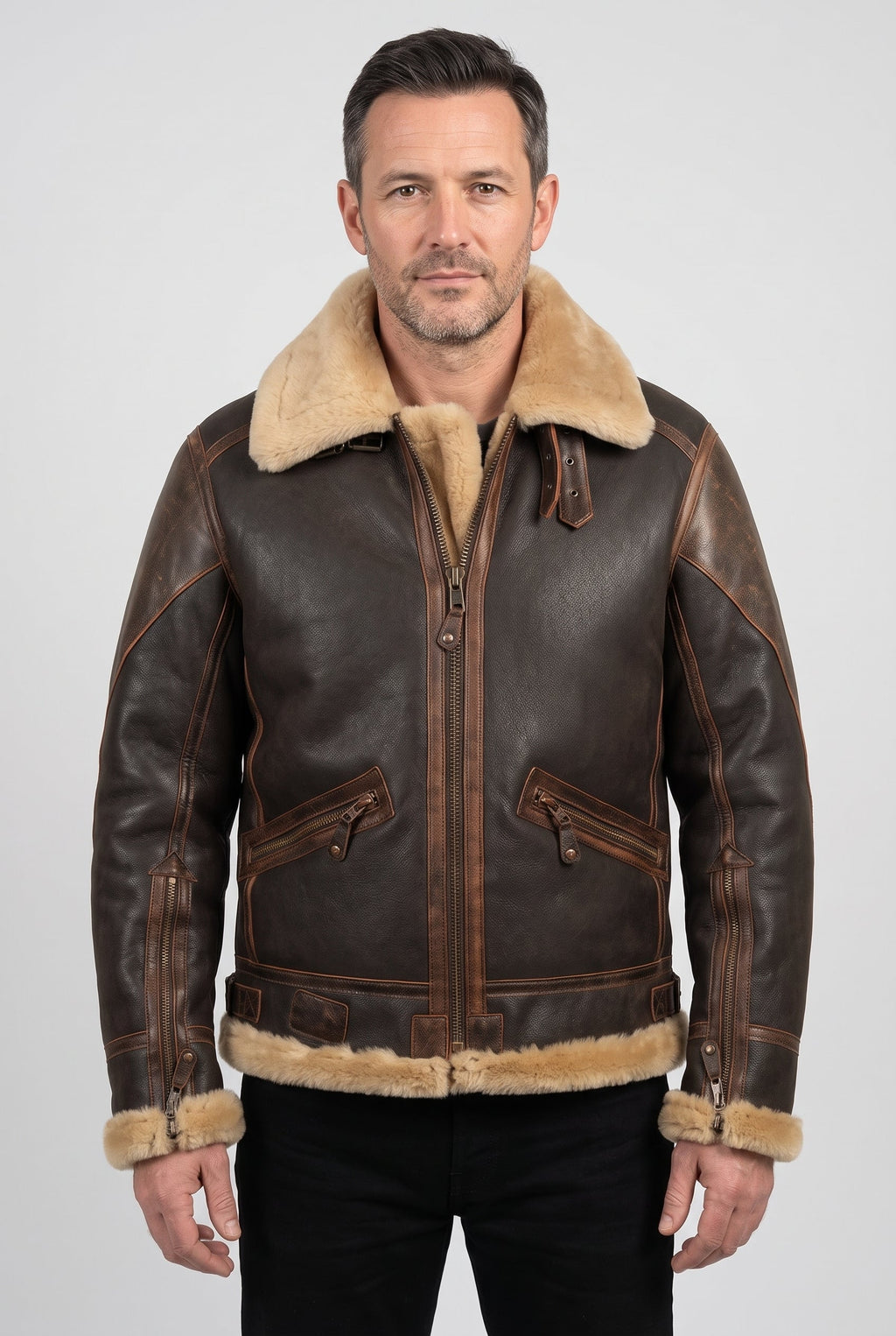 Men's Aviator Jacket in Faux Shearling – Casual Wear, Stylish Layering