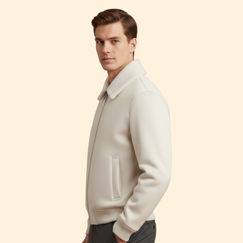 Men's Shearling Collar Bomber Jacket – Casual Wear, Stylish Outerwear