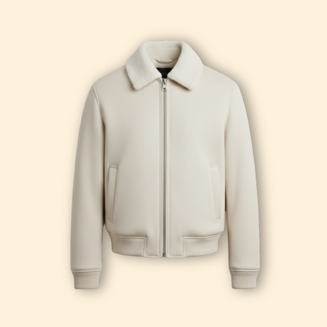 Men's Shearling Collar Bomber Jacket – Casual Wear, Stylish Outerwear