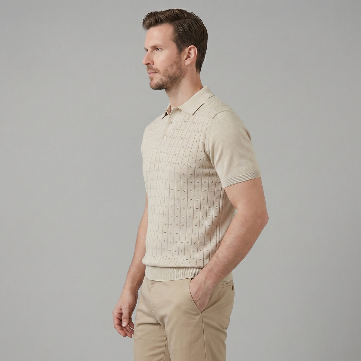 Men's Casual Polo Shirt - Short-Sleeved Cotton Blend for Everyday Wear