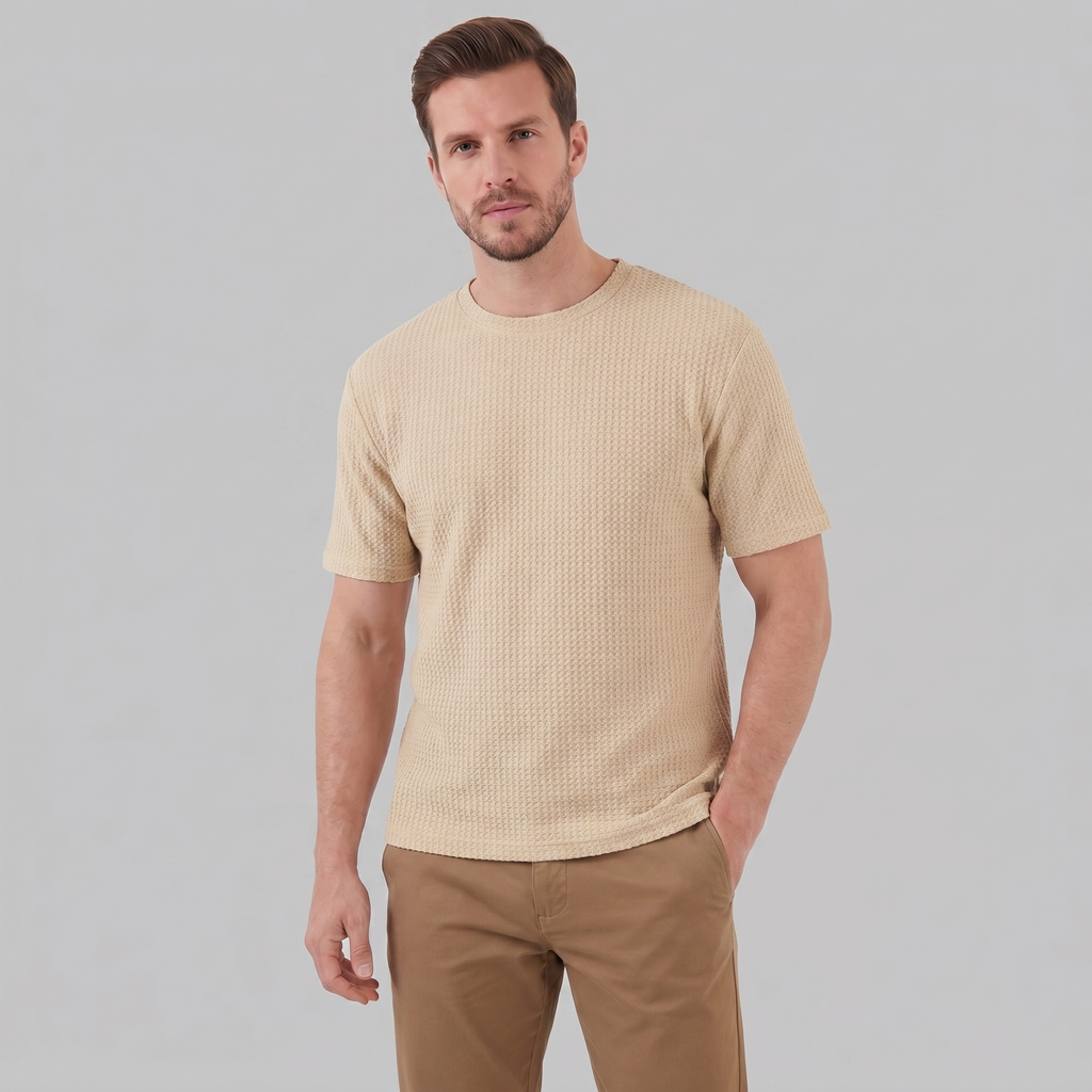 Men's Casual Structured Cotton T-Shirt for Summer Wear
