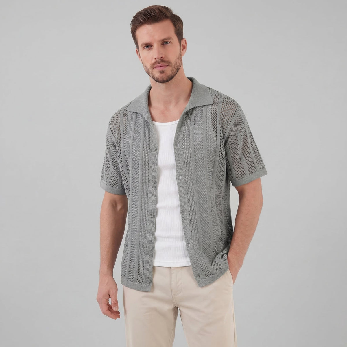 Men's Casual Summer Shirt - Lightweight Cotton Short Sleeve Top