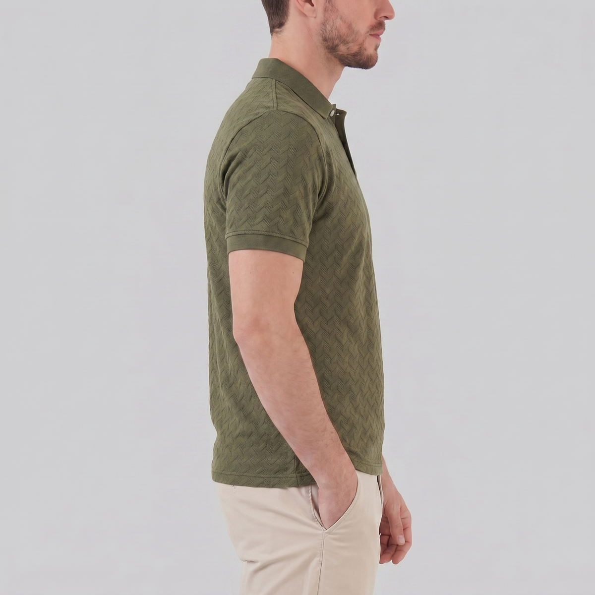 Men's Chevron Knit Polo Shirt - Comfortable Casual Wear for Everyday Style