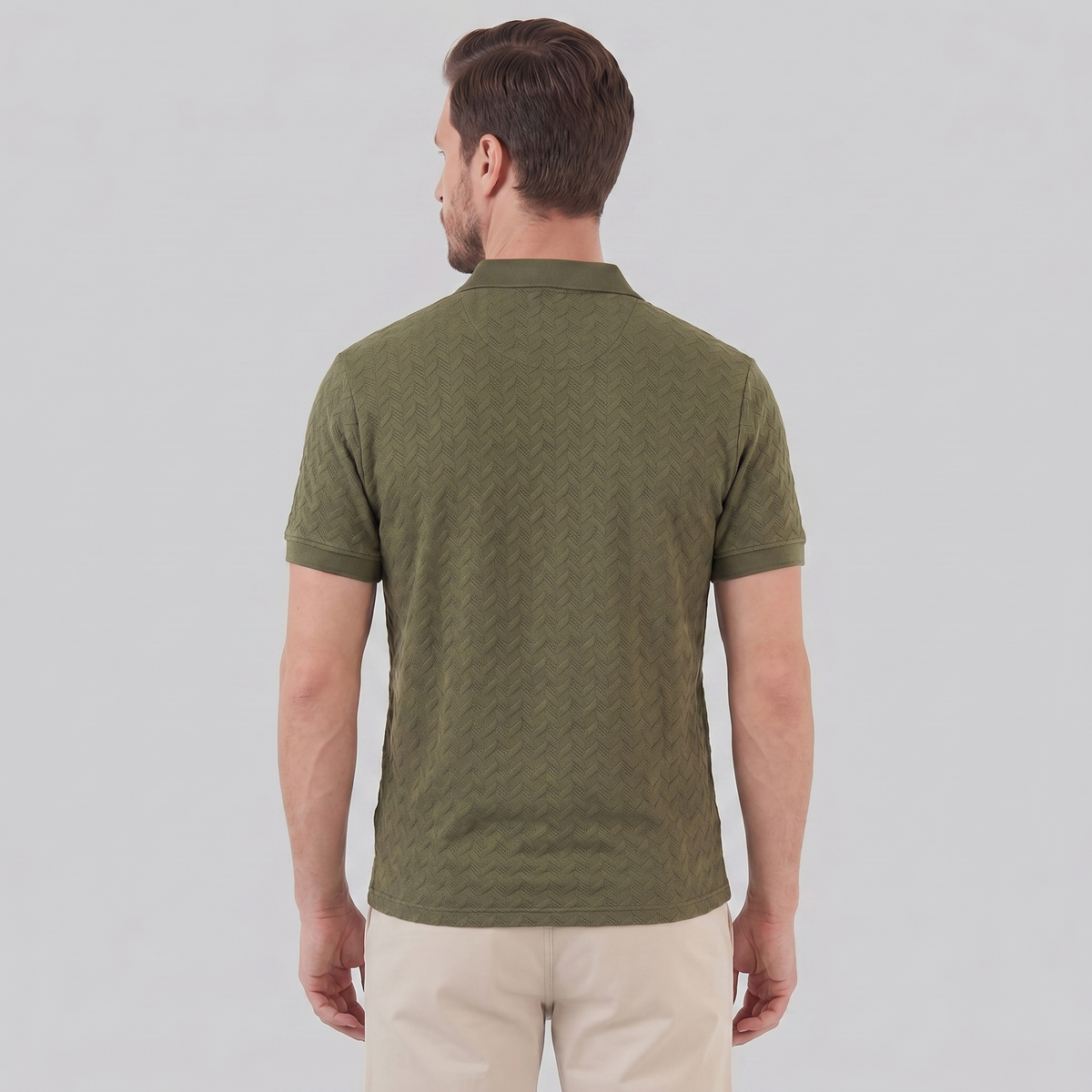 Men's Chevron Knit Polo Shirt - Comfortable Casual Wear for Everyday Style