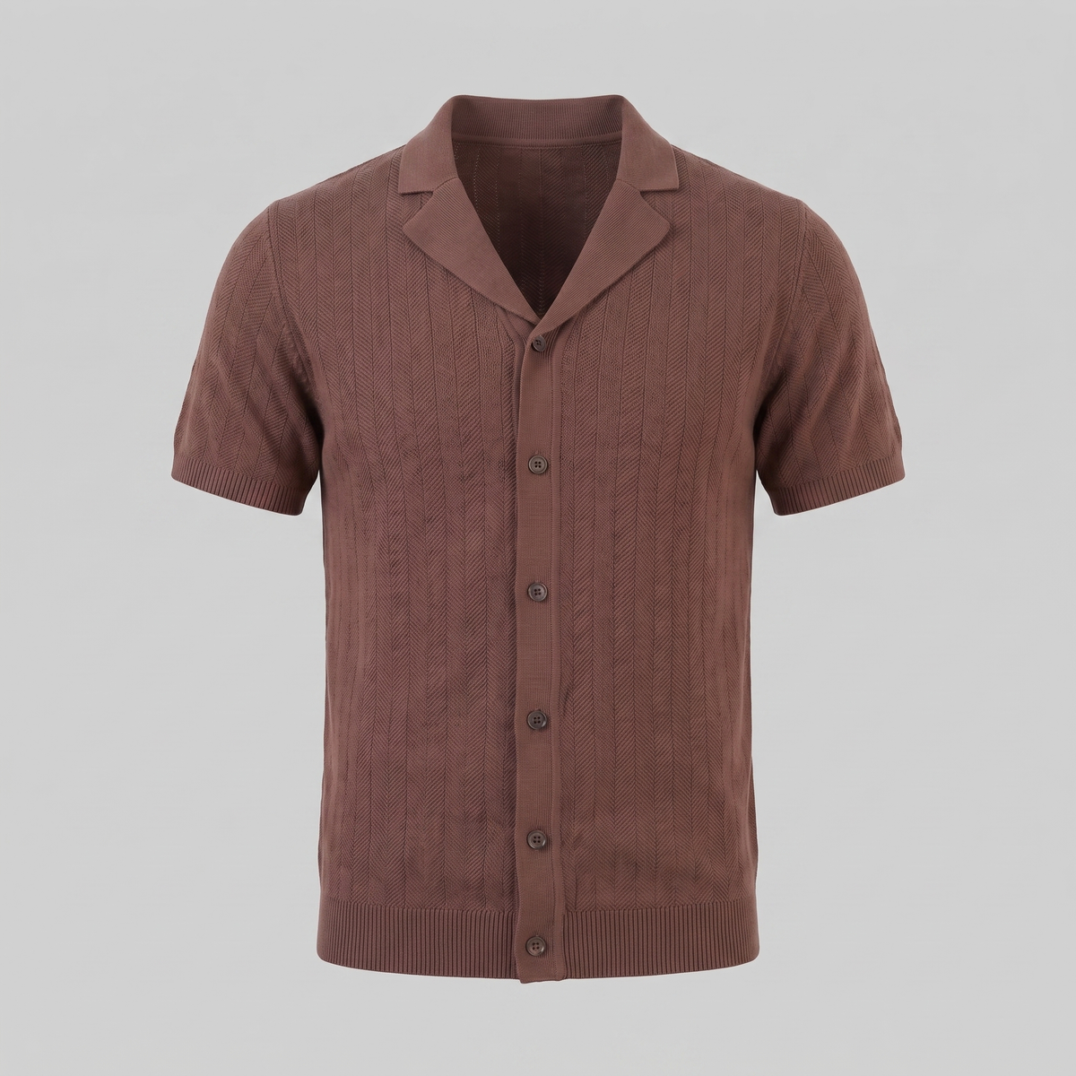 Men's Knit Button-Up Shirt - Soft Fabric, Casual Style for Everyday Wear