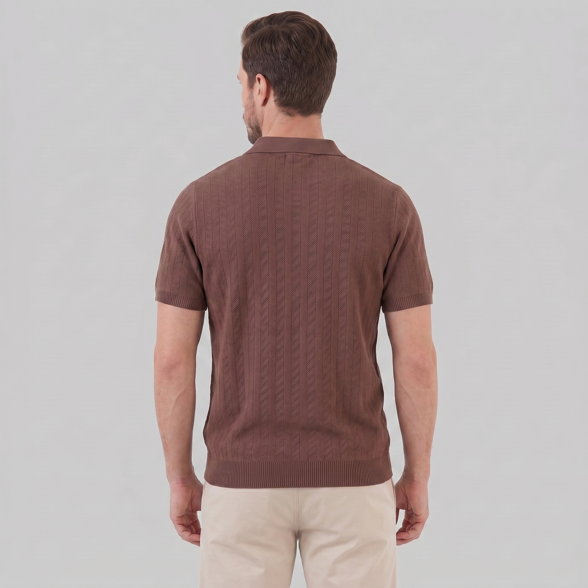 Men's Knit Button-Up Shirt - Soft Fabric, Casual Style for Everyday Wear