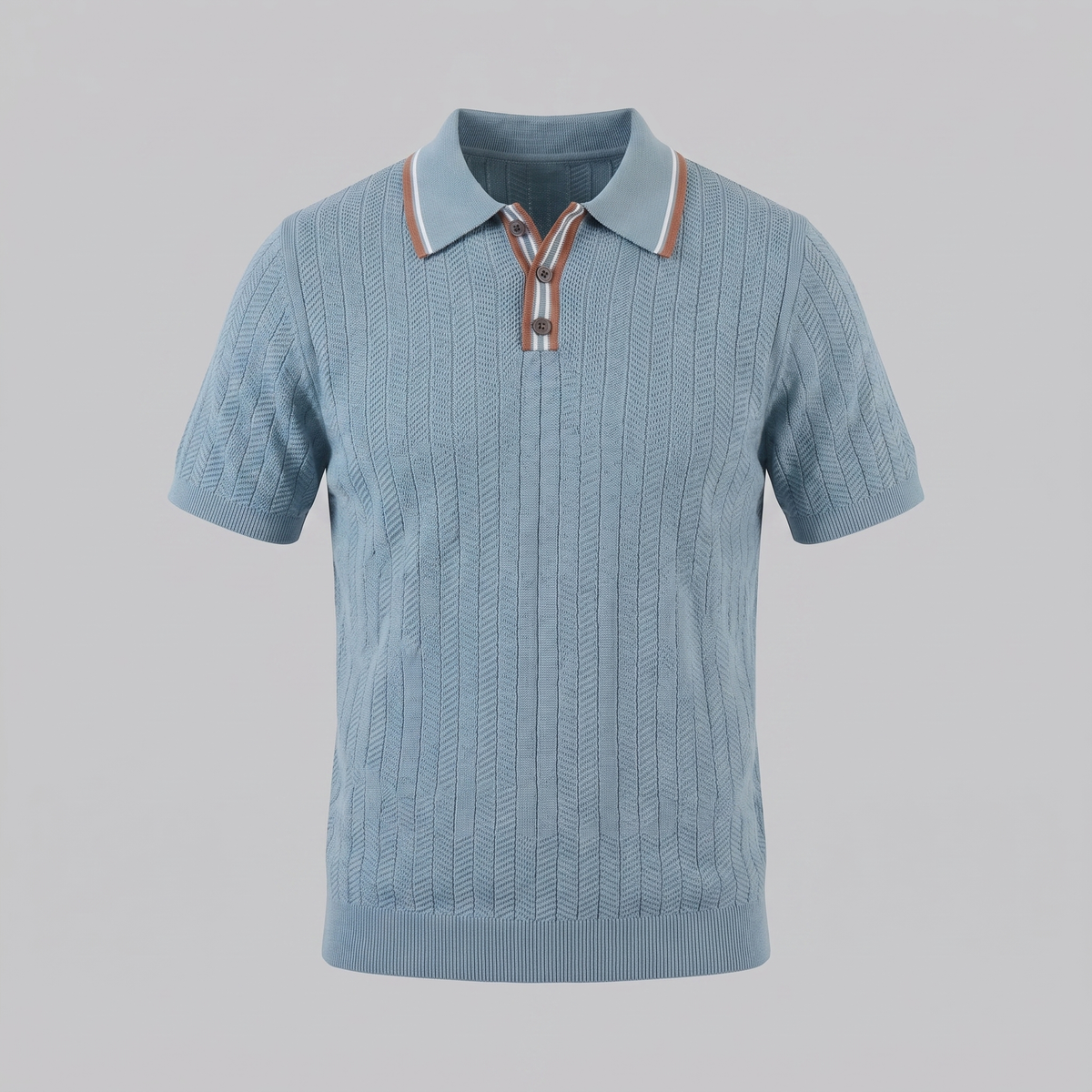 Men's Knit Polo Shirt - Contrast Collar, Casual Style for Everyday Wear