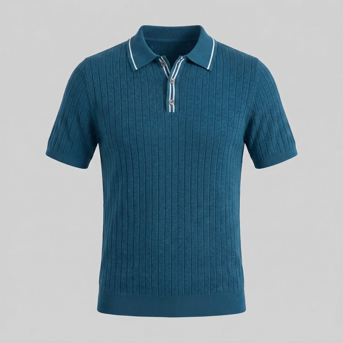 Men's Knit Polo Shirt - Contrast Collar, Casual Style for Everyday Wear