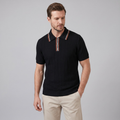 Men's Knit Polo Shirt - Contrast Collar, Casual Style for Everyday Wear